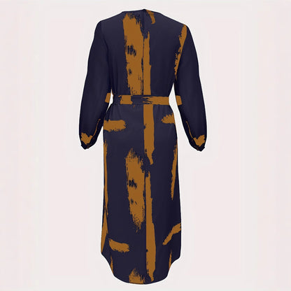 A printed long-sleeved dress