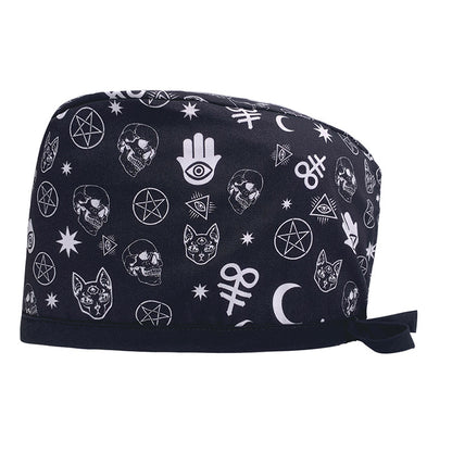 A Cotton Printed Surgical Cap Adjustable Women's Long Hair Baotou Cap Dentist Stomatology Clinic Frosted Cap Men's Foreign Trade