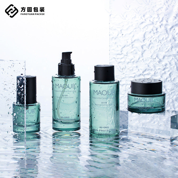 A spot green spot printable spray bottle thick bottom glass cosmetic bottle cream pressure pump lotion bottle - Mixbatch