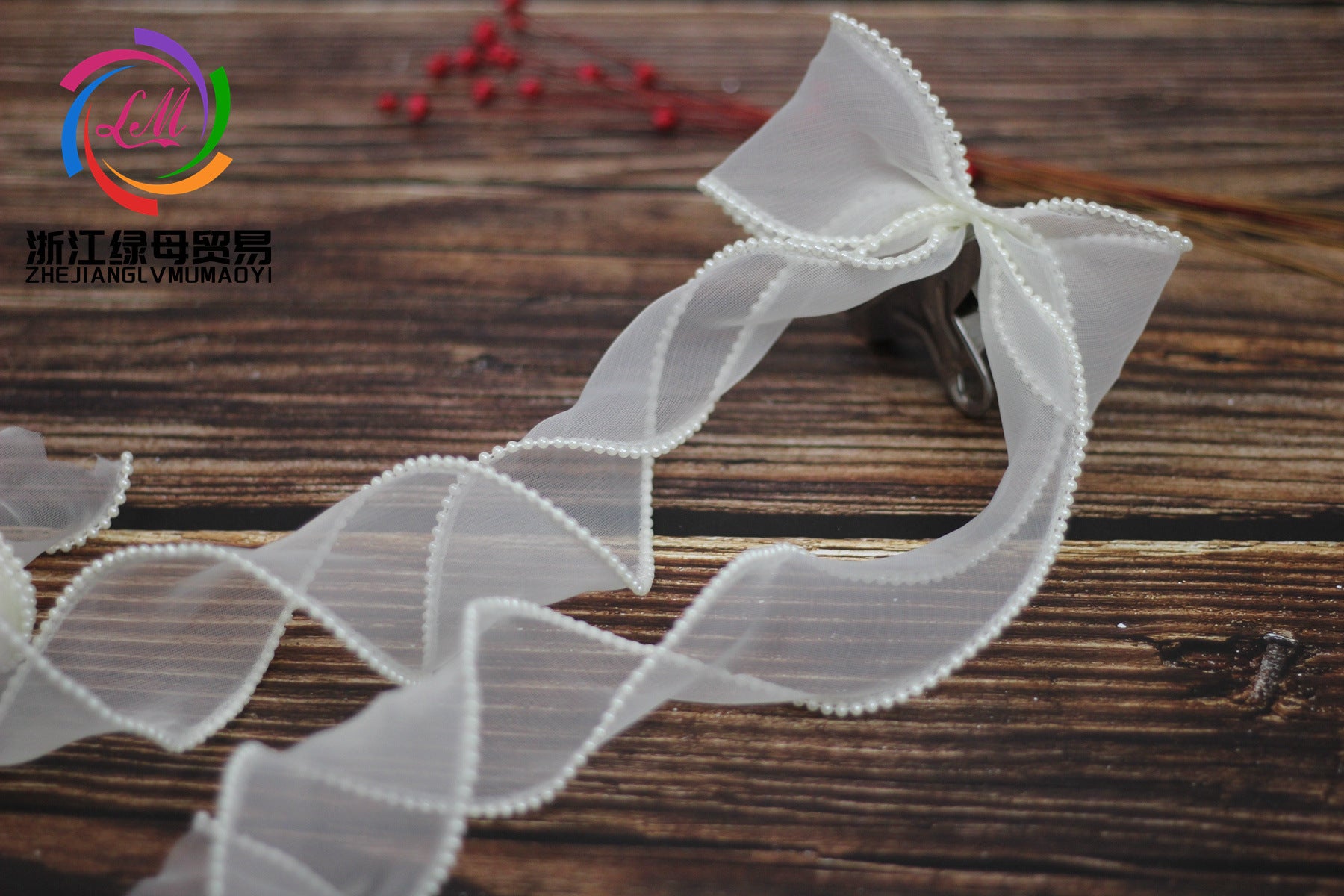 A Spot 5.5cm Pearl Meteor Fishtail Yarn Copy Edge Wave Yarn Cake Bouquet Packaging Material Bow Ribbon - Mixbatch