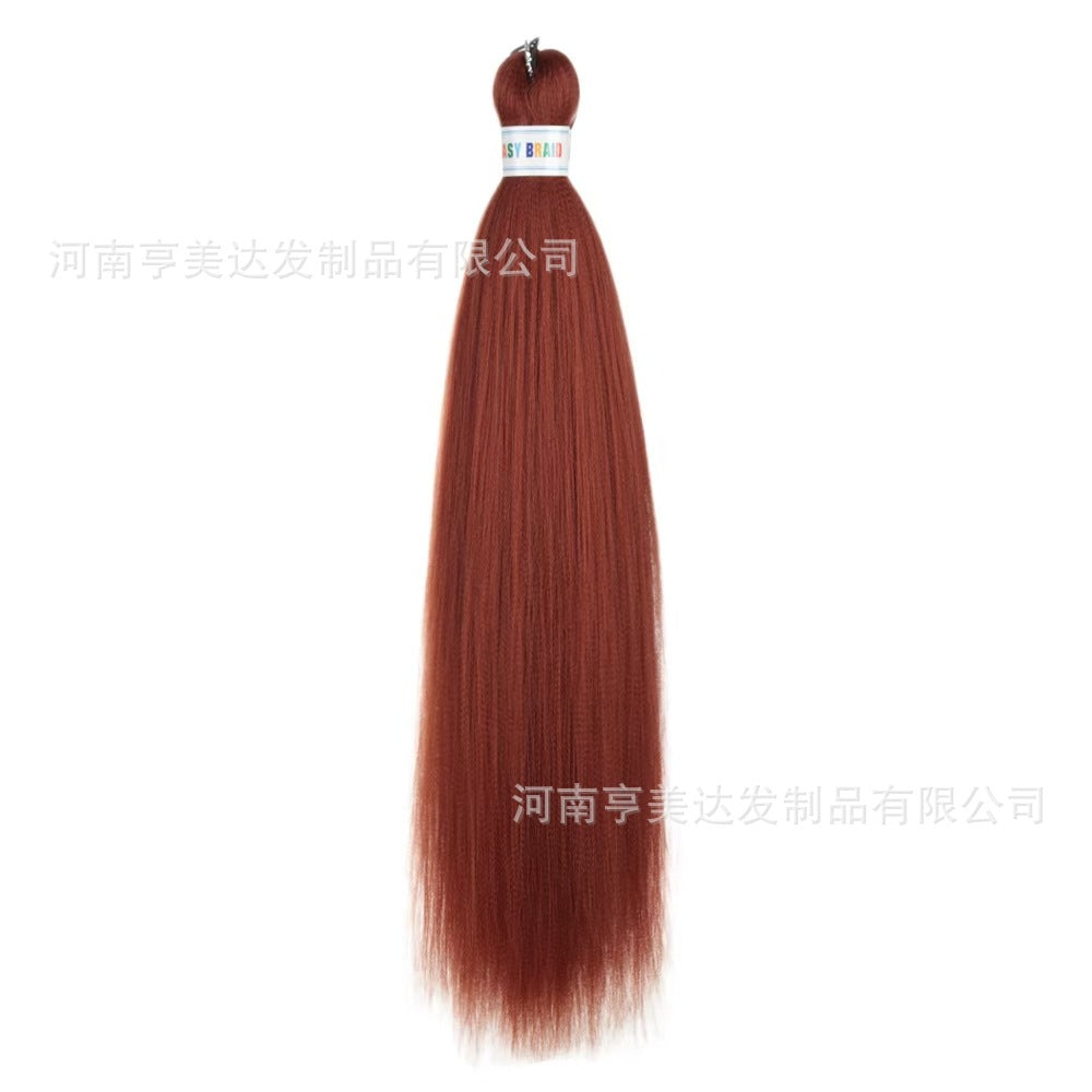 A EZ Color 26inch Women Chemical Fiber Long Straight Hair Large Easy Braided Hair Low Temperature Silk Long Straight Hair Wig - Mixbatch