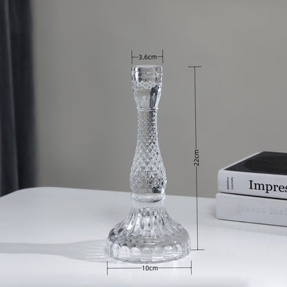 A transparent crystal glass candlestick ornament