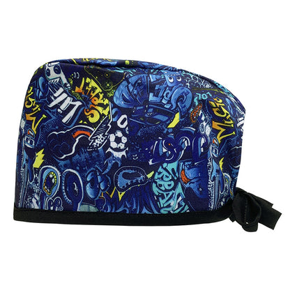 A Cotton Printed Surgical Cap Adjustable Women's Long Hair Baotou Cap Dentist Stomatology Clinic Frosted Cap Men's Foreign Trade