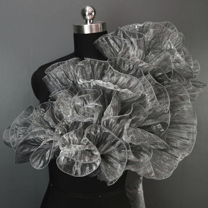 A large wave lace, transparent pleated ruffle edge, wedding dress children's clothing accessories designer fabric - Mixbatch