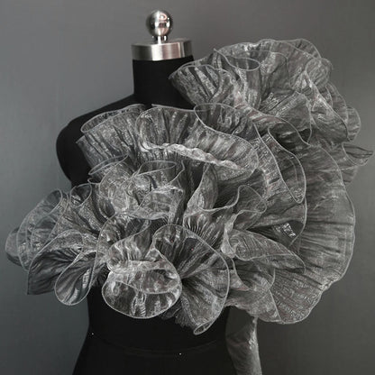 A large wave lace, transparent pleated ruffle edge, wedding dress children's clothing accessories designer fabric - Mixbatch