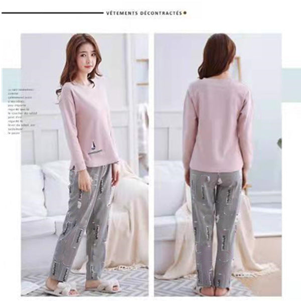 A large number of wholesale pajamas women's spring and autumn long-sleeved autumn and winter loungewear women's large size simple loose suit outer wear - Mixbatch