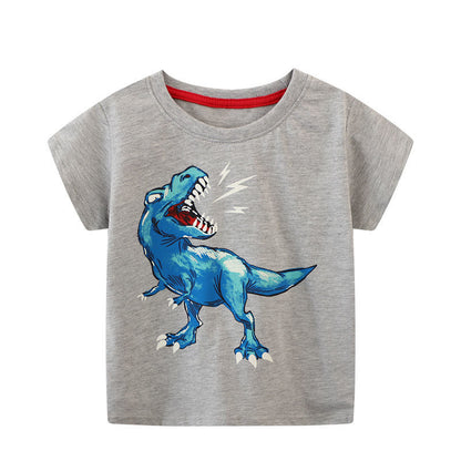 A Summer boys luminous printing dinosaur pattern children's short-sleeved T-shirt - Mixbatch