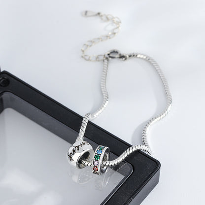A S925 Sterling Silver Double Ring Diamond Bracelet