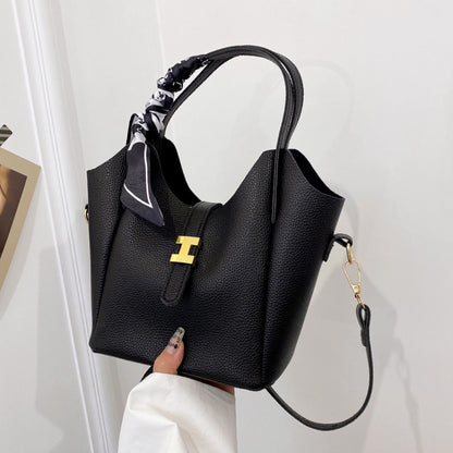 A simple soft PU hand carrying bucket bag woman - Mixbatch