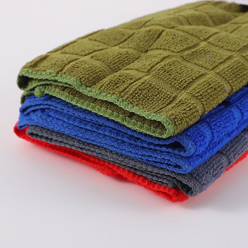 A: Full polyester rag, special microfiber plaid rag for housekeeping, stove cleaning thickened, absorbent dishcloth