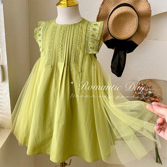 A Korean version of children's clothing girls' dress summer new foreign style medium children's temperament long dress little girl princess dress