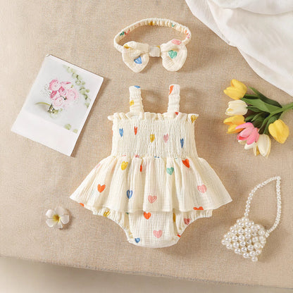 A Korean version of the new summer children's clothing baby onesie newborn baby girl fart coat full moon 100 days sling Romper