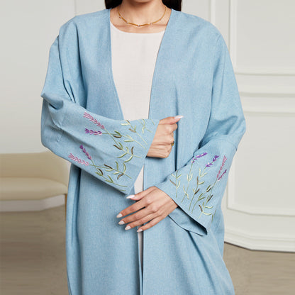 Spring and summer new robe Middle Eastern Muslim fashion embroidery elegant cardigan long skirt bat sleeve dress - Mixbatch