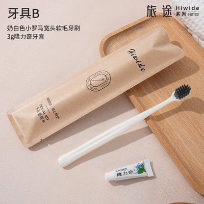 B & B disposable toothbrush with toothpaste waterproof kraft paper hotel hotel home hospitality toiletries set