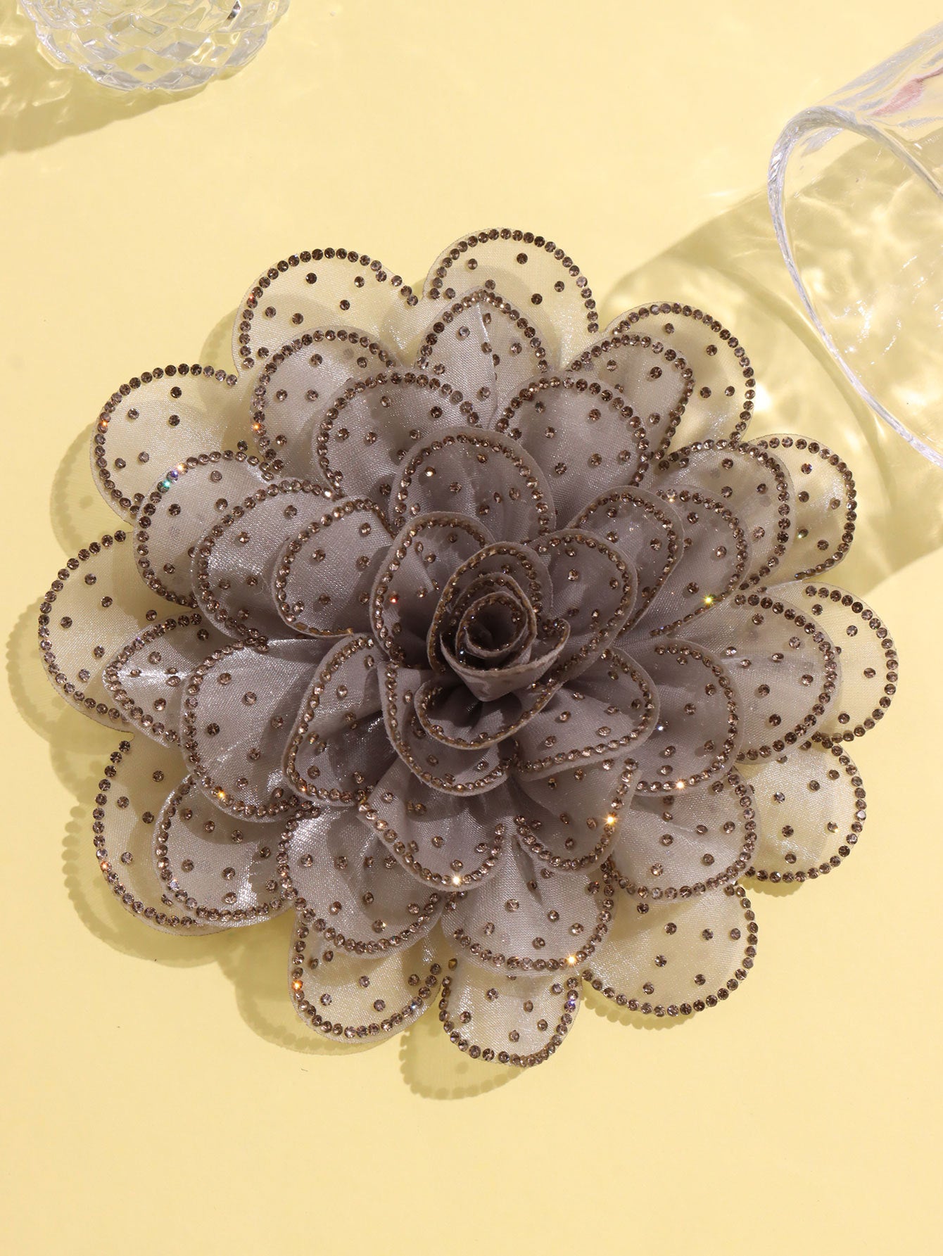 A new 14cm flower rhinestone patch creative clothing brooch decorative flower set with diamond flower clothing accessories - Mixbatch