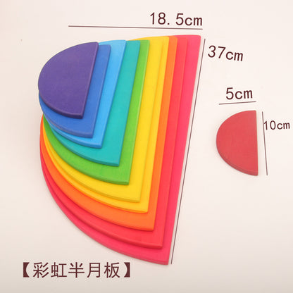 A 12 large rainbow building block arch bridge kindergarten children's educational early education pile tower stacked high doll collage toy