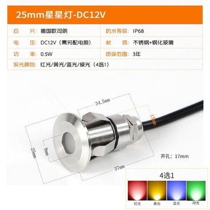 A led small buried light step lighting round mini star light landscape 1W outdoor embedded waterproof spotlight 12V