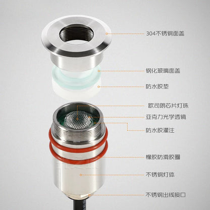 A led small buried light step lighting round mini star light landscape 1W outdoor embedded waterproof spotlight 12V