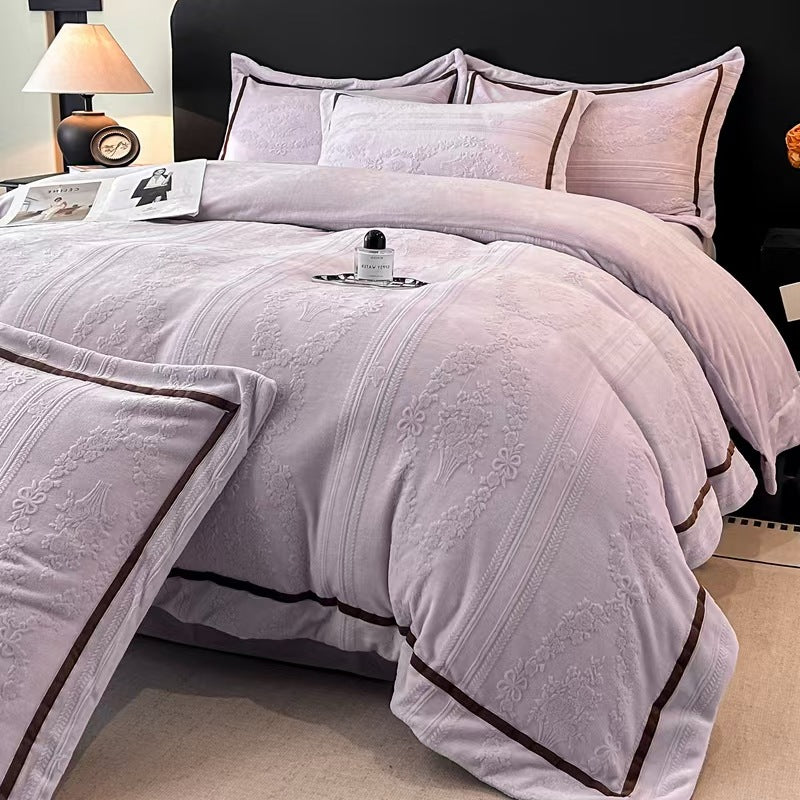 A four-piece set of sheets and quilt covers