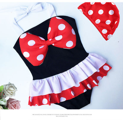 A Korean children's swimsuit girls split skirt swimsuit baby bikini girls medium children cute flower swimsuit - Mixbatch