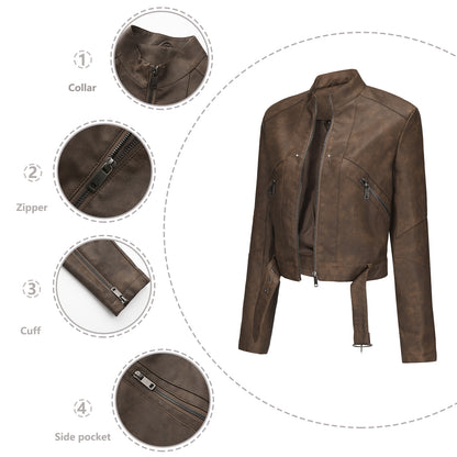 A women's leather jacket