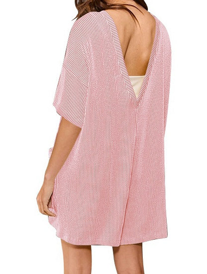 European and American cross-border Amazon independent station 2025 new products for women's loose pockets V-neck short-sleeved jumpsuits