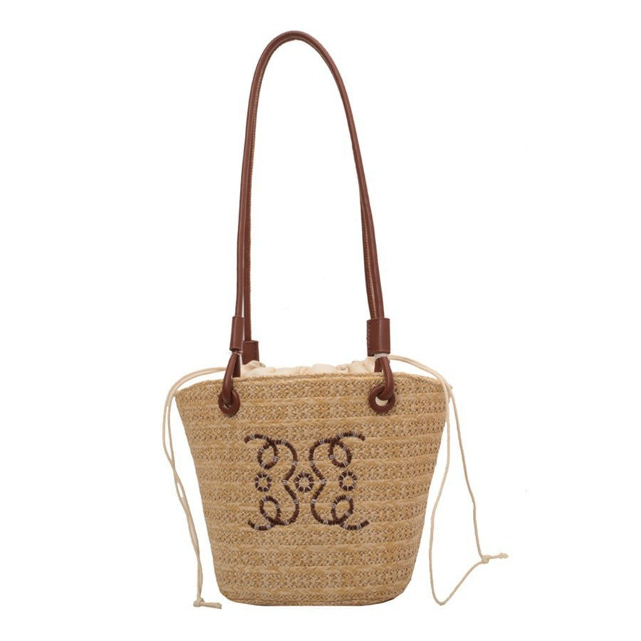 A straw bag shoulder bag