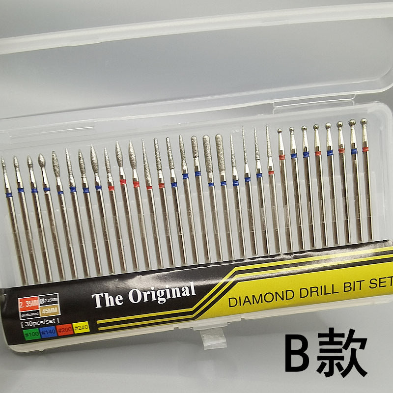 A 2.35mm 30pcs Diamond Nail Grinding Bit Set Accessories