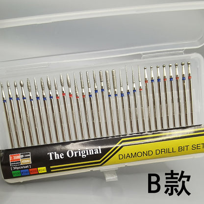 A 2.35mm 30pcs Diamond Nail Grinding Bit Set Accessories