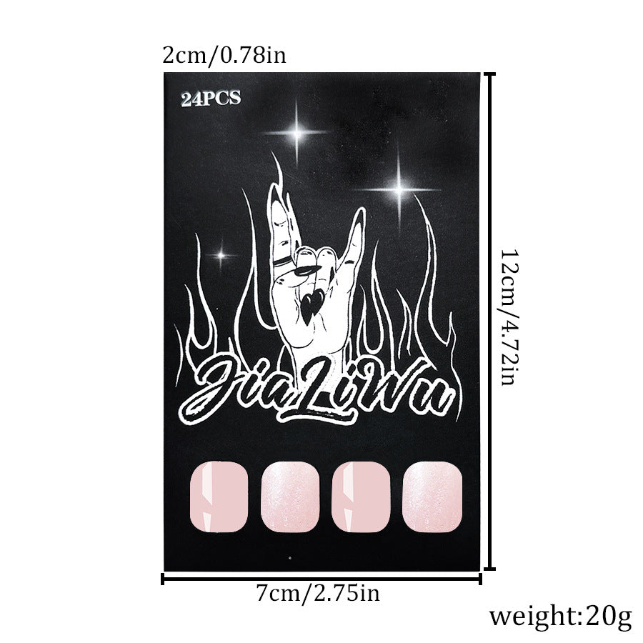 A short glossy oval nail, European, American cross-border foreign trade flash, light skin glitter, removable and wearable nail patch 24 pieces - Mixbatch