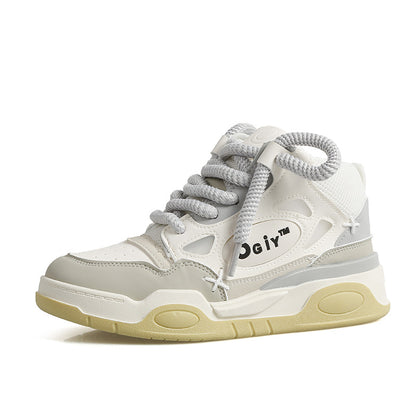 A men's and women's same high-top flats