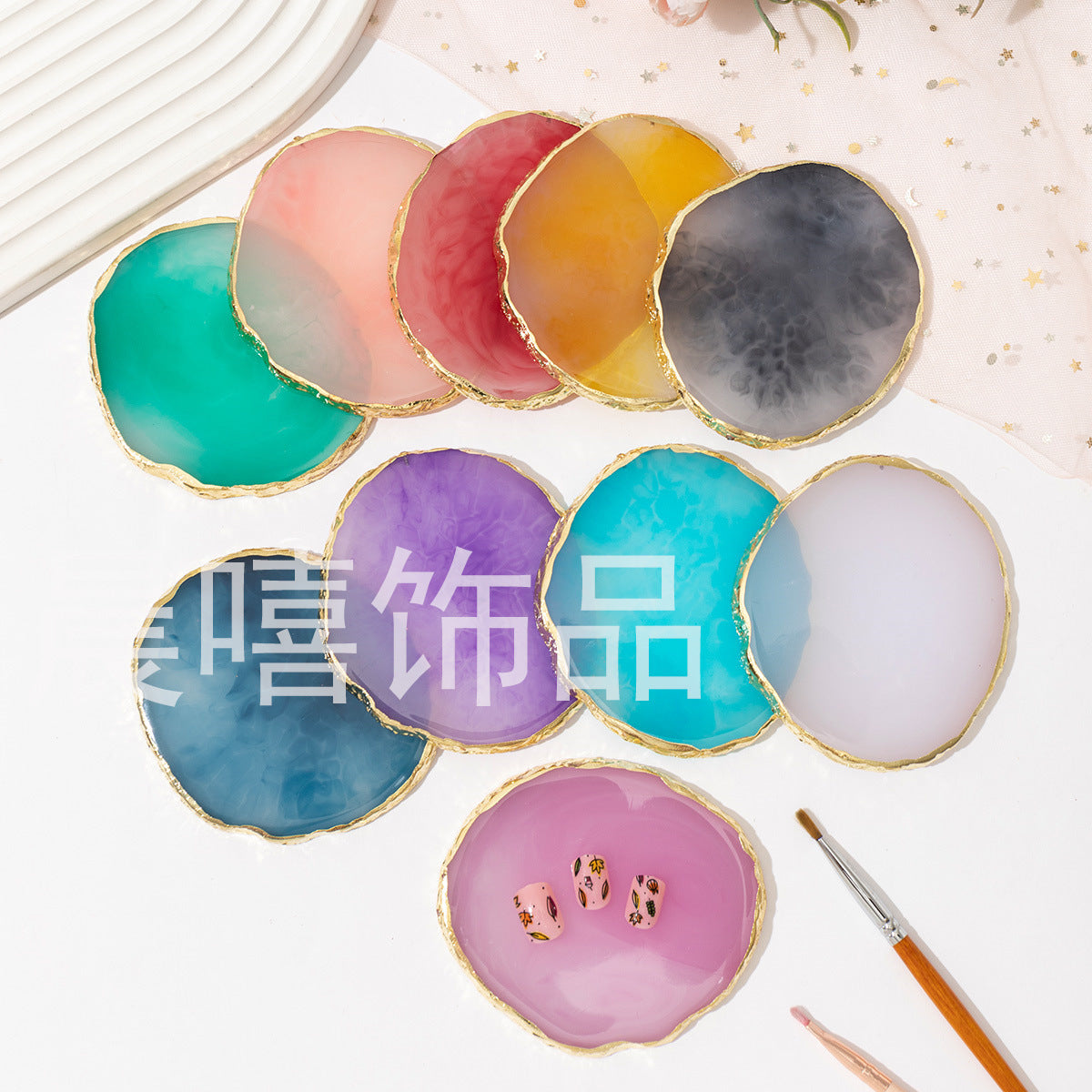 A Nail Art Palette Resin Agate Phnom Penh Palette Nail Art Display Board Color Display Resin Nail Art Palette - Mixbatch