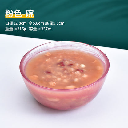 A Flanged glass dish set Plate tableware Living room Home Chinese creative ink fruit salad bowl Rice bowl