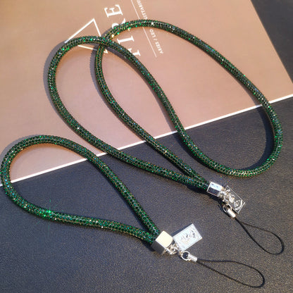 A Mobile phone lanyard length Wrist rhinestone lanyard Women's high-end luxury full diamond pendant Colorful fashion pendant - Mixbatch