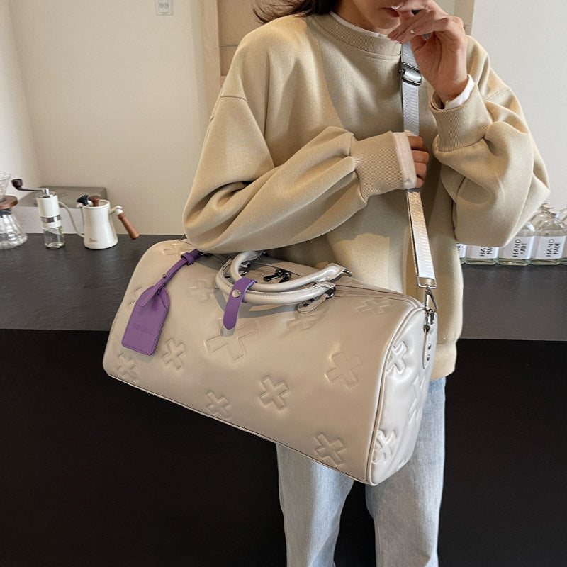 A new PU embossed fashion travel bag women's large-capacity hand luggage bag men's and women's sports suitcase fitness