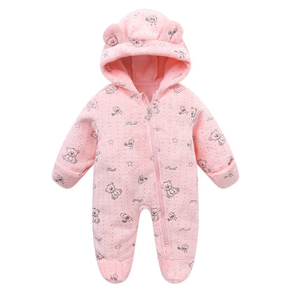 A baby onesie velvet spring and autumn clothes going out clothes baby autumn and winter foot-wrapped Romper climbing clothes
