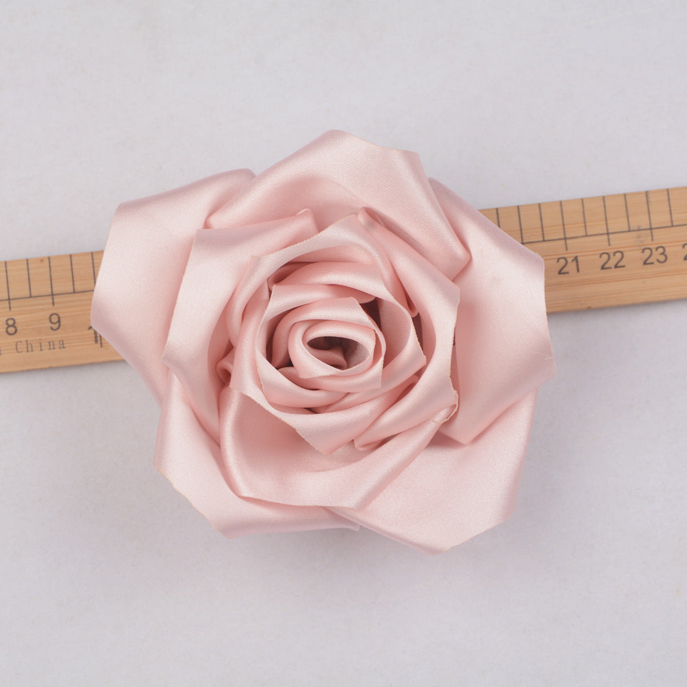 A retro rose bud high-grade satin three-dimensional silk cloth large flower DIY neck flower brooch clothing shoes and hats accessories - Mixbatch