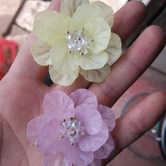 A Double flower, headgear, hairpin, acrylic dyed matte multi-petaled flower S066 hand-sewn flower, jewelry accessories - Mixbatch