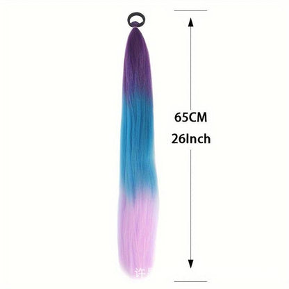 A child girl rubber band ponytail wig box braids colorful elastic rope braids ponytail wig hair extensions braids - Mixbatch