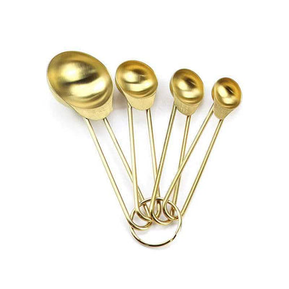 A Stainless steel measuring cup measuring spoon Acacia wooden handle baking tool