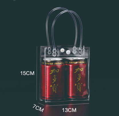 A Spot plastic pvc tote bag, transparent gift packaging bag, milk tea with hand gift, hi candy, portable pvc packaging bag