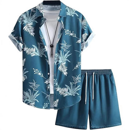 A Men's Short Sleeve Shorts Shirt Set