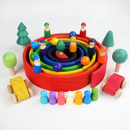 A 12 large rainbow building block arch bridge kindergarten children's educational early education pile tower stacked high doll collage toy