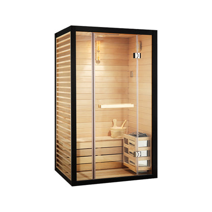 A indoor wood sauna