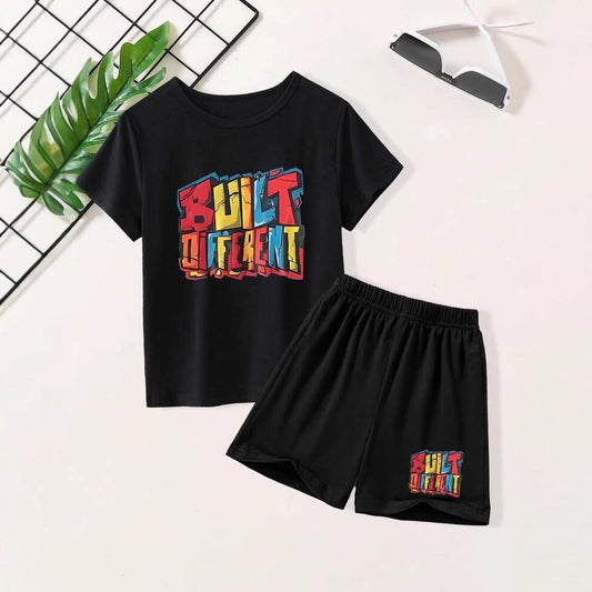 A tide brand printed short-sleeved t-shirt children's trend summer new middle-aged and older children's casual t-shirt