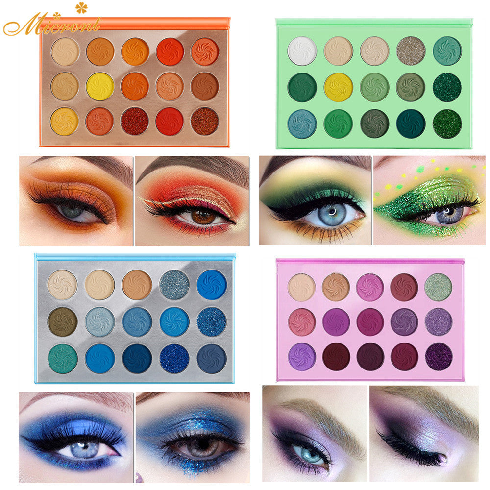 A 15-color eyeshadow disc, Four Seasons Makeup eyeshadow box, earth matte pearlescent gold onion beauty powder, no logo eyeshadow - Mixbatch