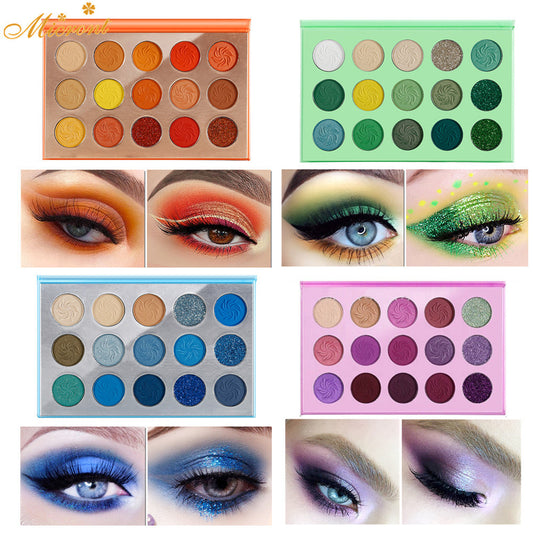 A 15-color eyeshadow disc, Four Seasons Makeup eyeshadow box, earth matte pearlescent gold onion beauty powder, no logo eyeshadow - Mixbatch
