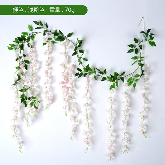 A simulated wisteria flower string bean flower fake flower rattan indoor air conditioner pipe decoration winding blocking wedding silk flower ceiling