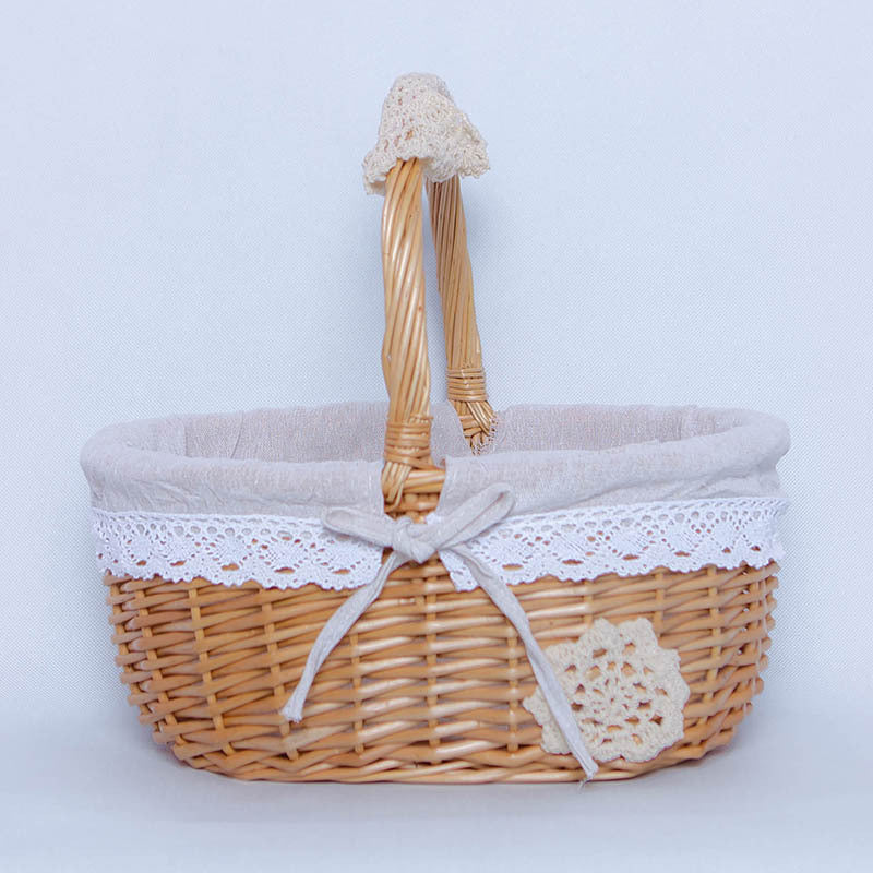 A Portable rattan storage basket Outdoor willow picnic basket Sundries storage ins Wind gift basket Rattan woven basket