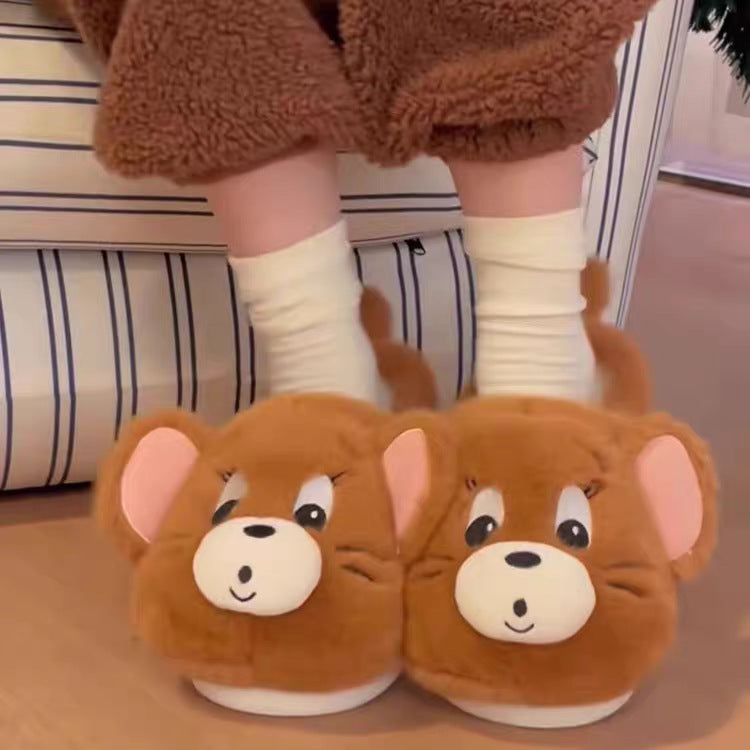 Cat and Mouse Tom Hug Slippers Home Non-Slip Thick Bottom Fluff Tug